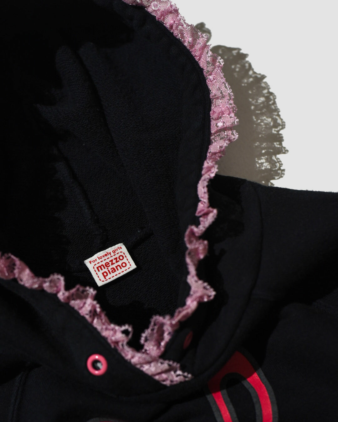 MEZZO PIANO PINK LACE PULLOVER HOODIE - S/M